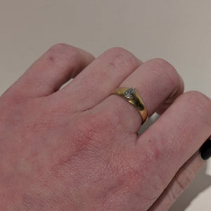 Bague Jonc en Or Jaune 18K- Diamant - Taille 54 - 2.96G