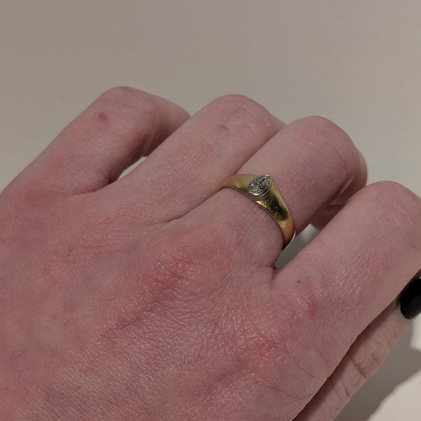 Bague Jonc en Or Jaune 18K- Diamant - Taille 54 - 2.96G