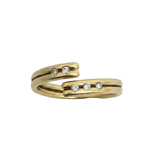 Bague en Or Jaune et Diamants 18K - Taille 53 - 3.56G