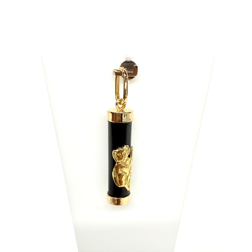 Pendentif Tiki en Or Jaune et Onyx 18k - 3.12 Grs
