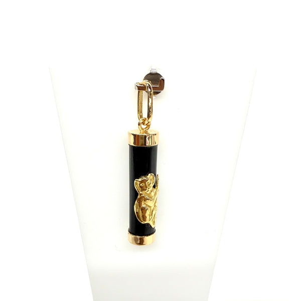Pendentif Tiki en Or Jaune et Onyx 18k - 3.12 Grs