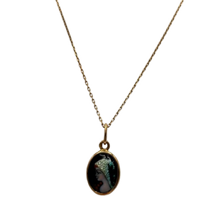 Collier Princesse en Or Jaune 18K avec Médaillon en Émail - L 39 Cm