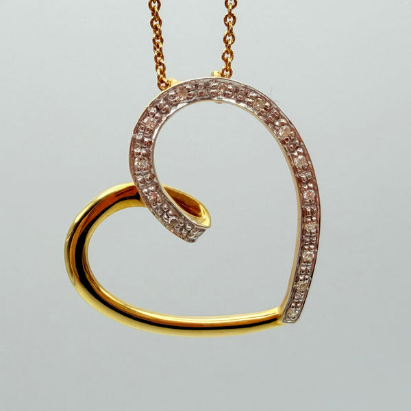 Chaine Collier Or Jaune Pendentif Coeur Zirconium