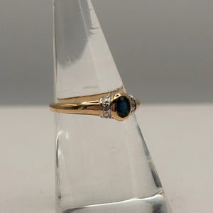 Bague Or Jaune 18K avec Saphir et Diamants