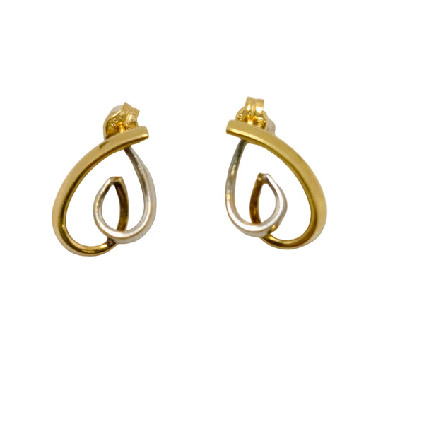 Boucles d'oreilles Or Jaune et Or Gris 18K