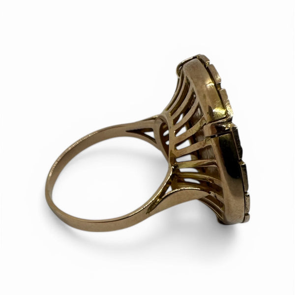 Bague porte pièce en Or jaune 18K - 11.42G - Taille 56