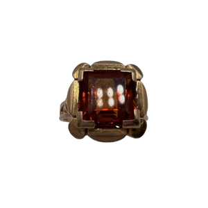 Bague Ambre en Or Jaune 18K - Taille 51.5