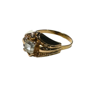 Bague ancienne en or rose et spinelle blanc 18 carats