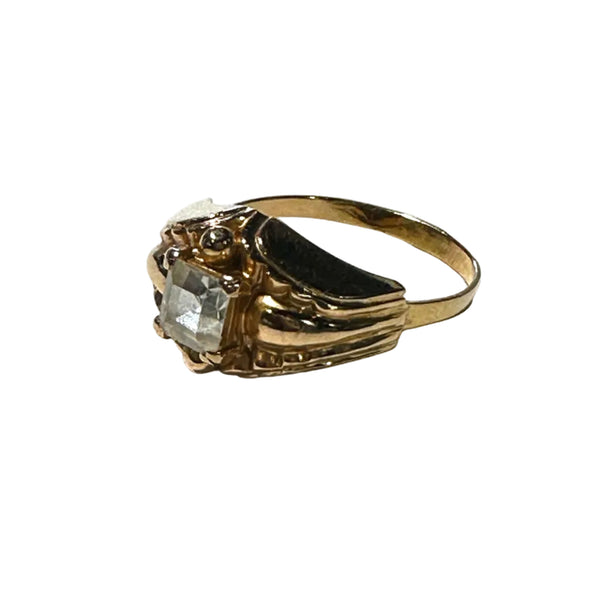 Bague ancienne en or rose et spinelle blanc 18 carats