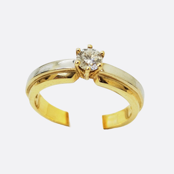 Solitaire en Or Jaune 18K avec Diamant 0.60ct - Taille 56 - 4.60g