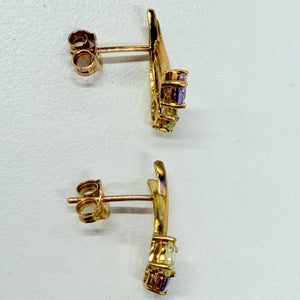 Boucles d'oreilles en or jaune 18k avec  Améthyste