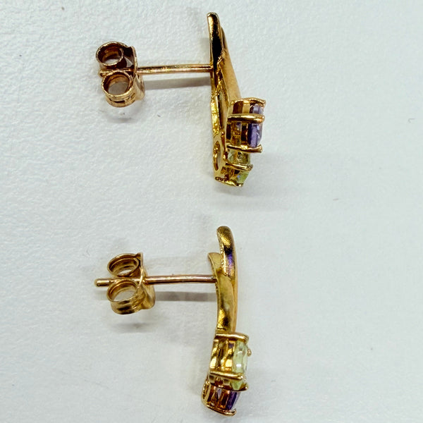 Boucles d'oreilles en or jaune 18k avec  Améthyste