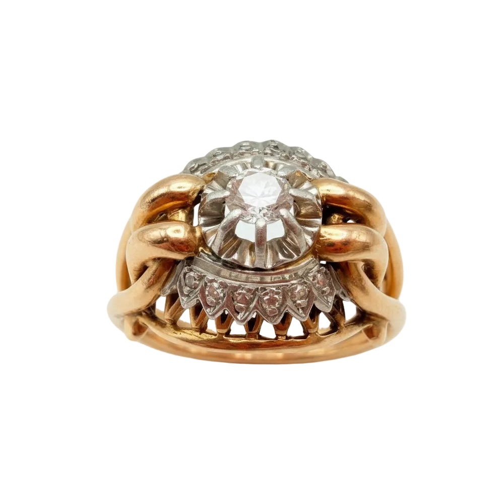 Bague Ancienne en Or jaune - Diamants 18K - 6.73Grs - T55