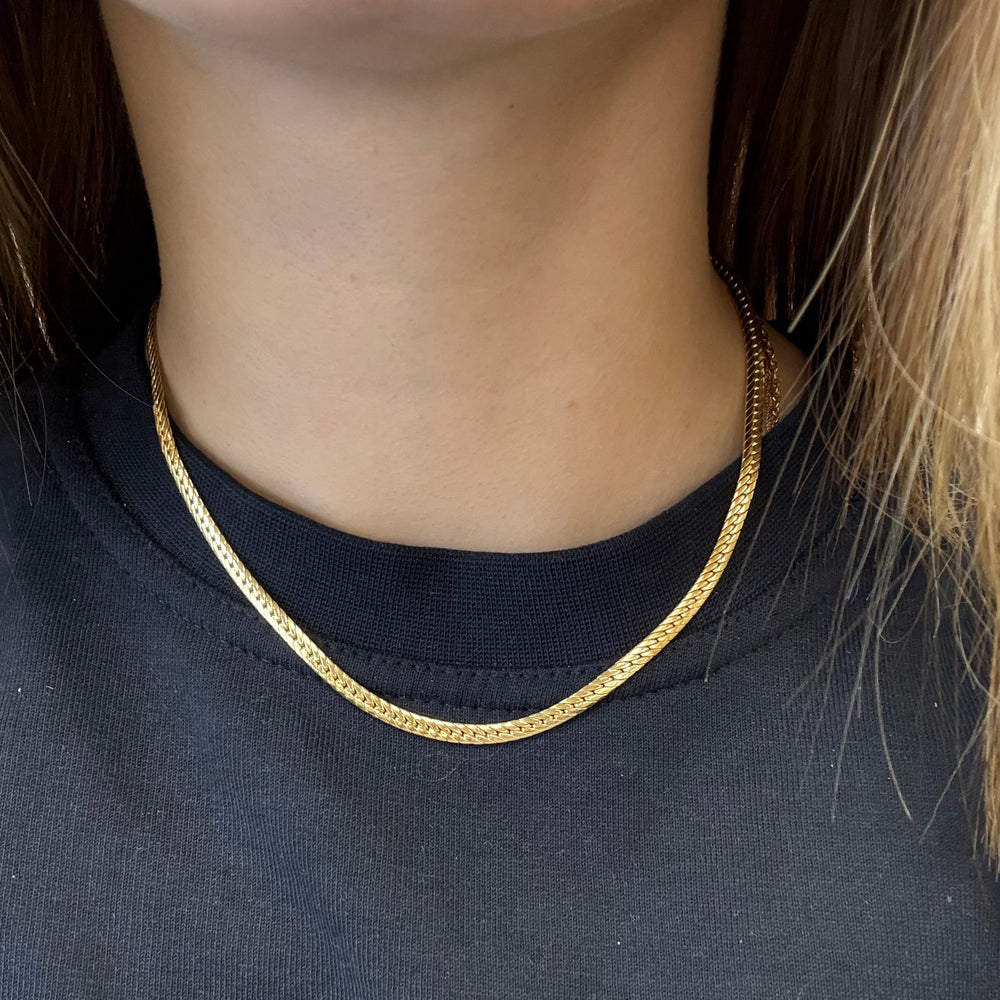 Collier Ras du Cou Maille Anglaise en Or Jaune 18K 9.98 Grs