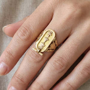 Bague Ancienne en Or Jaune 18K - 3.95G - Taille 54