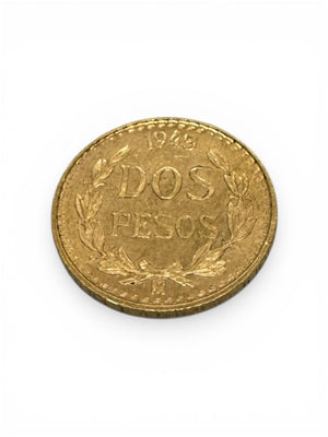 Pièce en Or en Or jaune 20K Dos Pesos Mexicain de 1945 - 1.66G