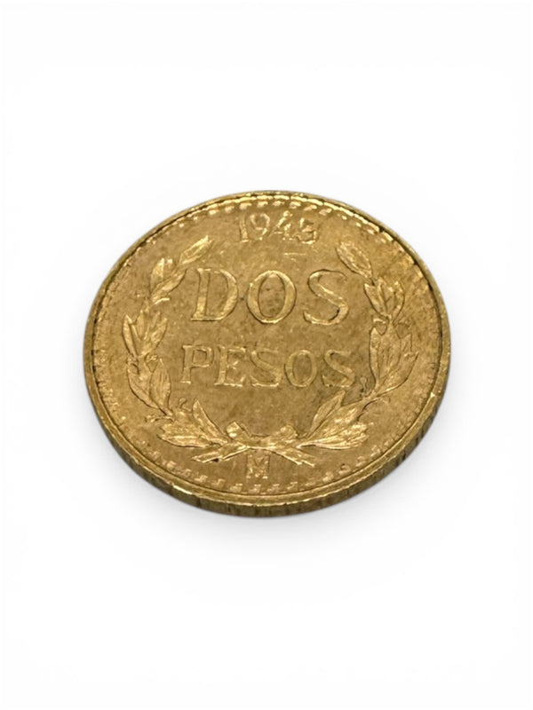 Pièce en Or en Or jaune 20K Dos Pesos Mexicain de 1945 - 1.66G