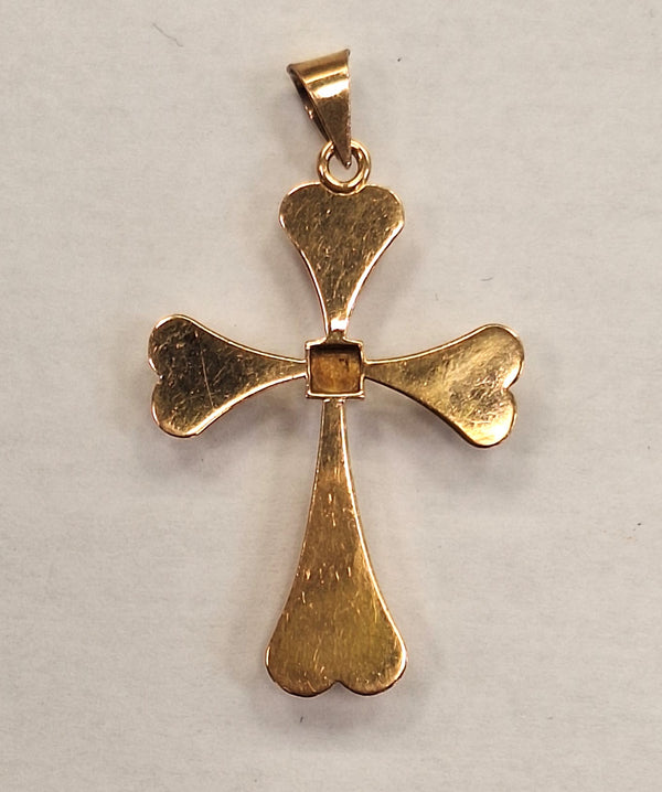 Pendentif Croix Or Jaune 18K Tête d'Aigle 2.38 Grs
