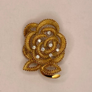 Pendentif broche en Or jaune 18K avec diamants 3mm