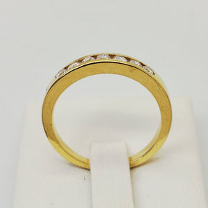 Bague Demi Tour en Or Jaune 18K et Diamants - Taille 55 -4.07g