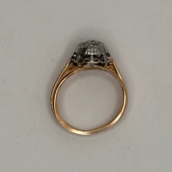 Bague ancienne en or jaune avec diamants 18K Taille-48