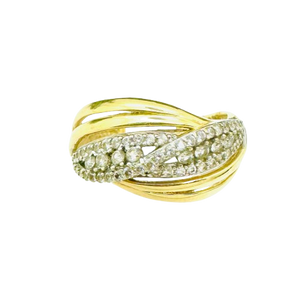 Bague croisée or avec oxydes
