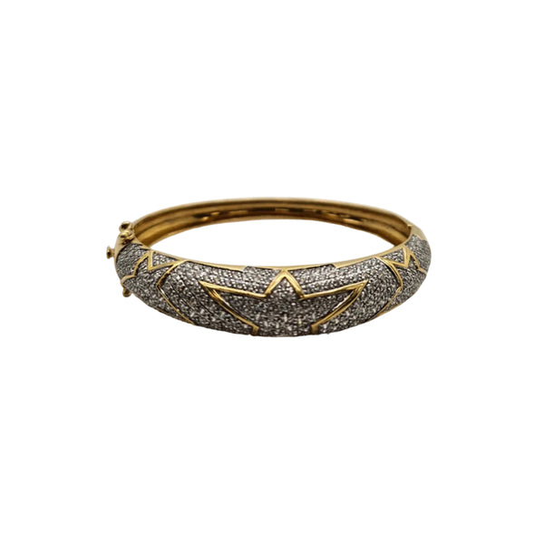 Bracelet Jonc Or Jaune 18 K et Oxyde de Zircon - 29.03 Grs