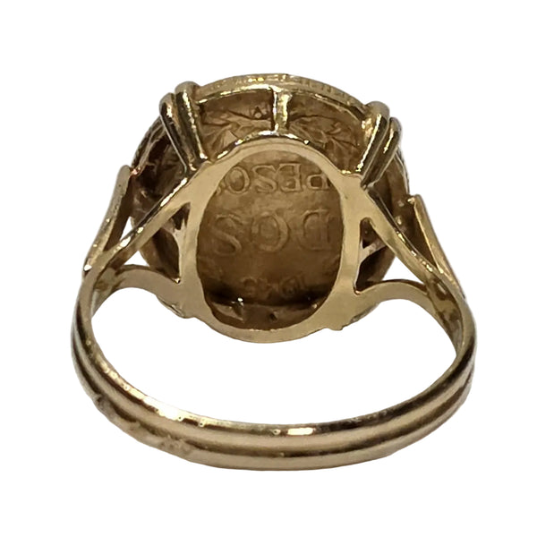 Bague en Or Jaune avec Pièce Dos Pesos 18K
