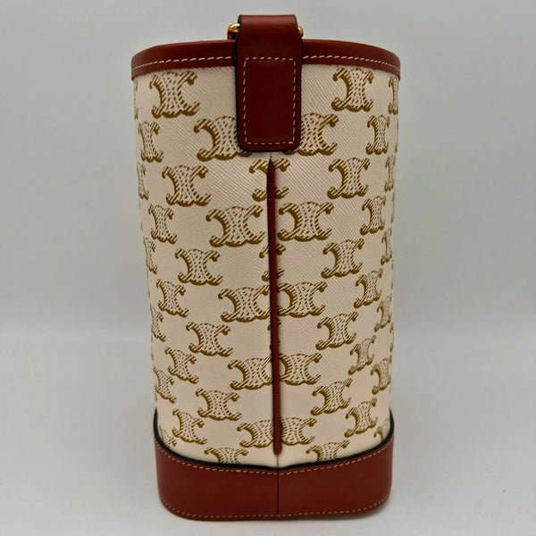 Sac Seau Céline Toile Beige Bandoulière Bouton Pression