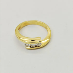 Bague en Or Jaune 18K avec Diamants - Taille 54 - 4.54g