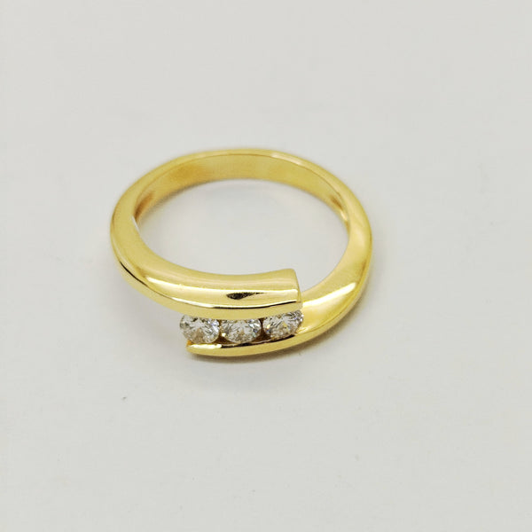 Bague en Or Jaune 18K avec Diamants - Taille 54 - 4.54g