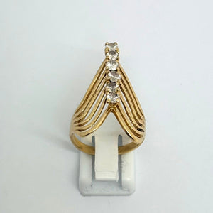 Bague Africaine en Or Jaune 18K et Oxyde de Zirconium