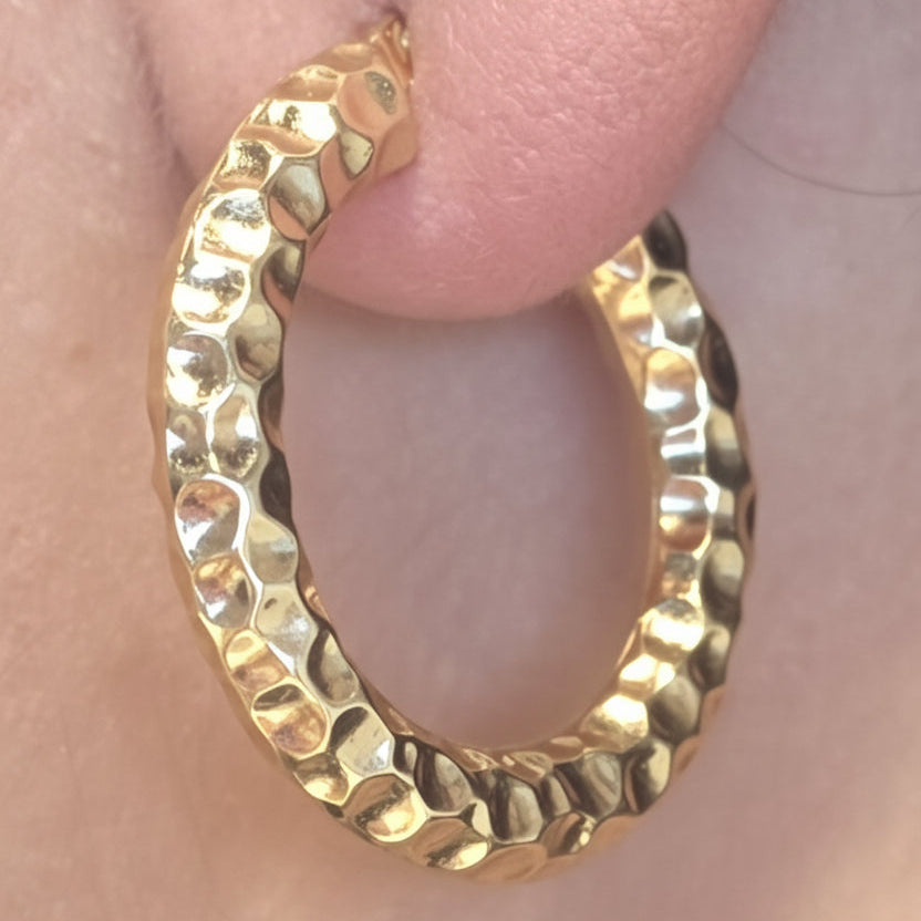 Créoles en Or Jaune 18 Carats avec Fermoir Intérieur