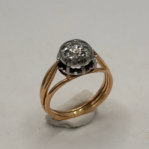 Bague ancienne en or jaune avec diamants 18K Taille-48