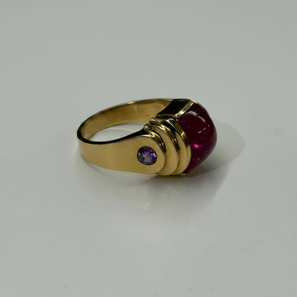 Bague Tank en Or Jaune avec Améthyste