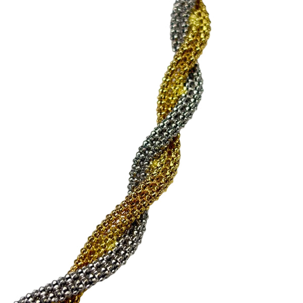 Collier Ras du Cou Torsadé Or Blanc & Jaune 18K