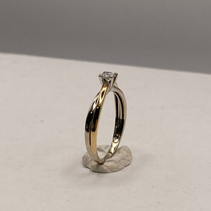 Solitaire en Or Jaune et Blanc 18K Taille-54
