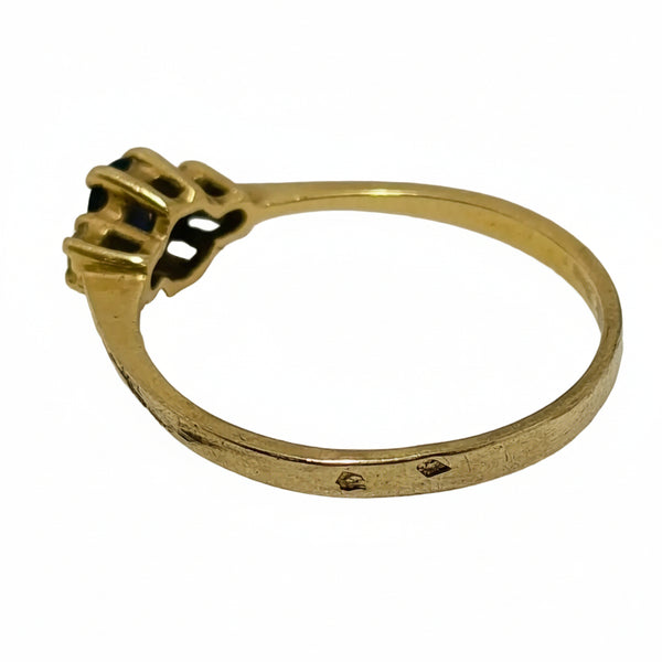 Bague Marguerite de Diamants et Topaze en Or Jaune 18K - 1.43Grs - T53