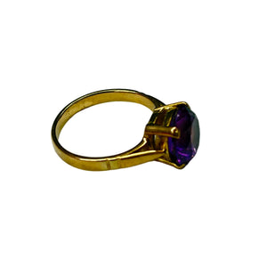 Bague Saphir Violet Or Jaune 18 Carats Taille 51