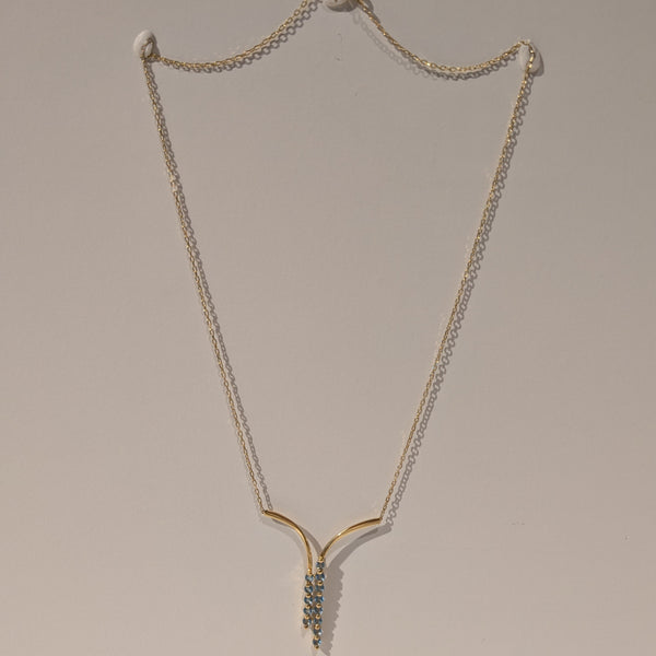 Collier Princesse Or Jaune 18k avec Topazes Bleues