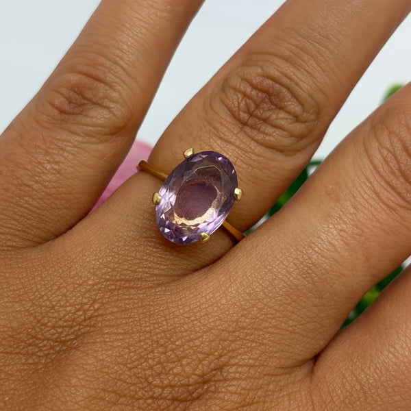 Bague OR Jaune 18K avec Améthyste - 3.16 Grs T 53