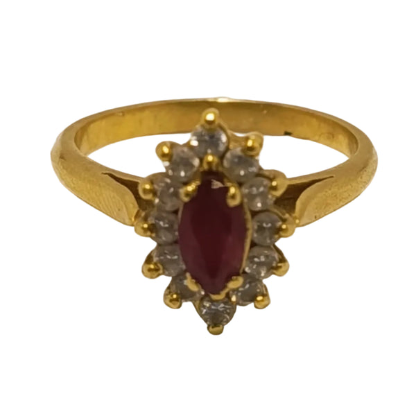 Bague marguerite en or jaune avec oxyde de zircon