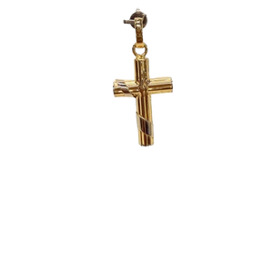 Pendentif Croix en Or Jaune et Blanc 18k Poids - 3.68 Grs
