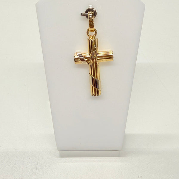 Pendentif Croix en Or Jaune et Blanc 18k Poids - 3.68 Grs