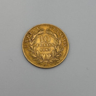 Pièce 10 Francs Napoléon 1867 en Or Jaune 18K