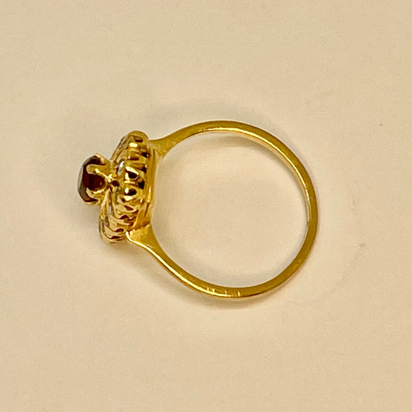 Bague Marquise en Or Jaune 18K - Taille 49 - 3.11G