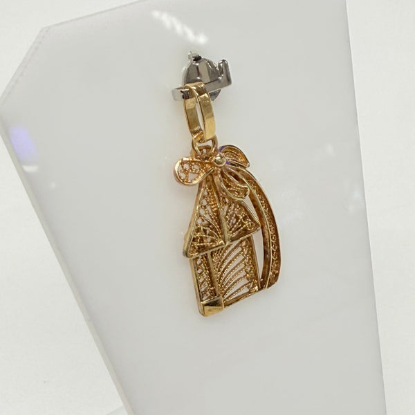 Pendentif Maison en Or Rose avec Palmier