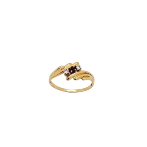 Trilogie Or Jaune 18K - 1.57 G avec Diamants et Rubis