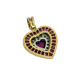 Pendentif Médaille en Or Jaune avec Diamants et Rubis 18k