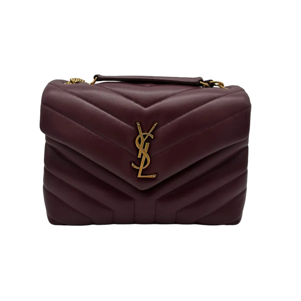 Sac bandoulière Saint Laurent Loulou en cuir bordeaux